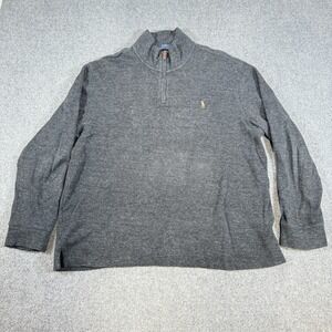 Polo Ralph Lauren Sweater Mens XL Gray 1/4‎ Zip Pullover Estate Rib Knit Pony
